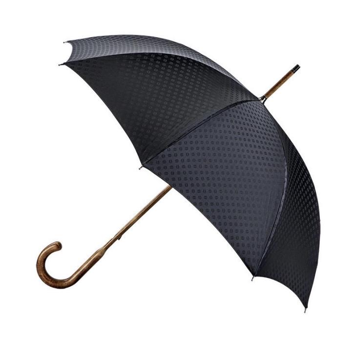 Parapluie Droit Manuel L'Arabica - Montage Anglais - Noir Motifs Grains de Café - Piganiol