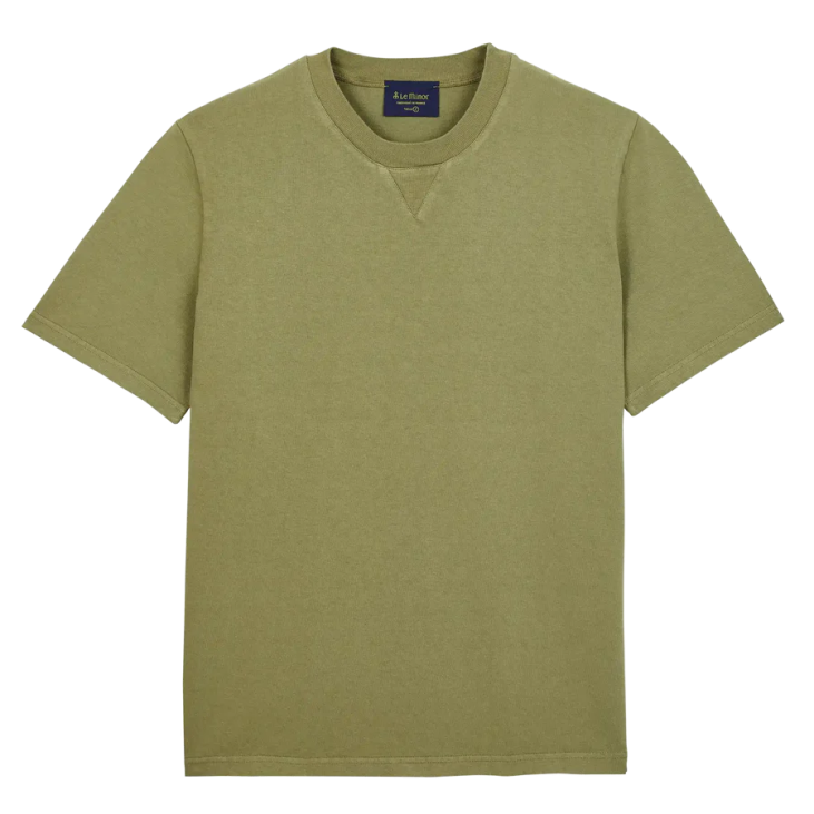 T-Shirt Uni - Coutures V -  Kaki - Le Minor